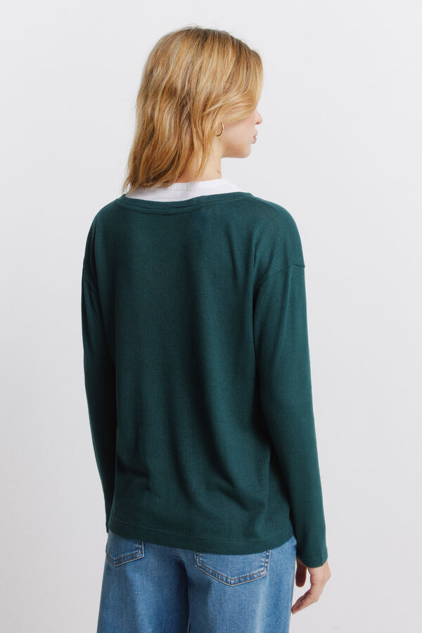 Springfield Long sleeve V-neck T-shirt green