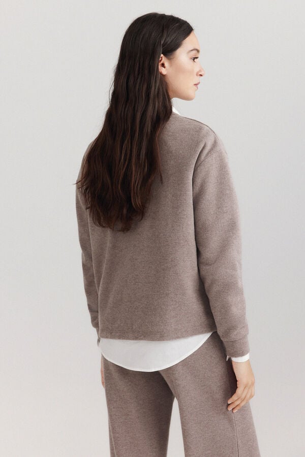Springfield Fine knit zip fastening neck jumper nude