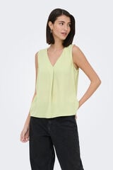 JDY Sleeveless front pleat blouse green