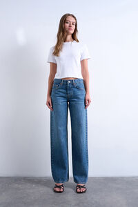 Topshop Calça jeans larga e de cintura baixo