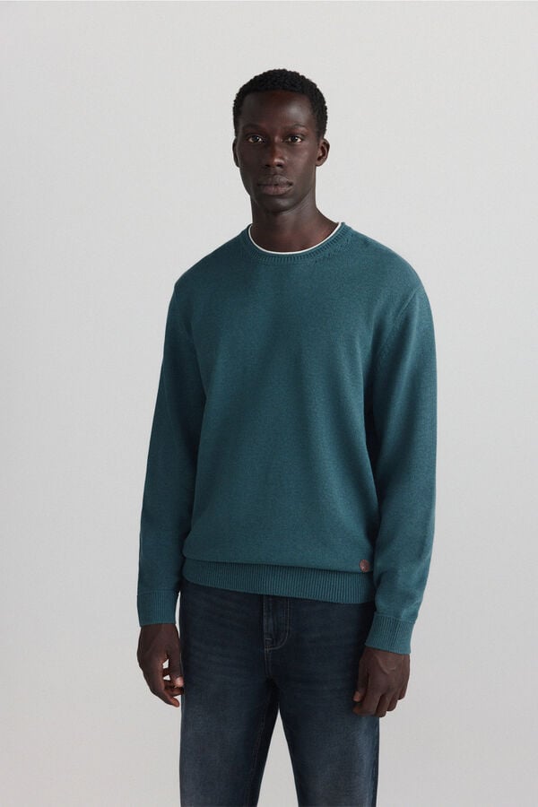 Springfield Pull uni double effet bleu