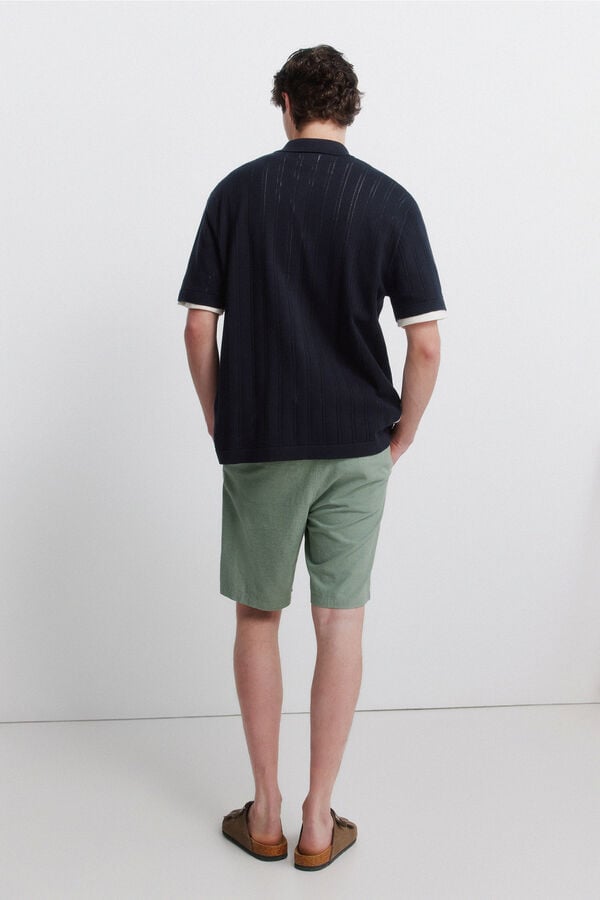 Springfield Bermuda en lin coupe slim confortable vert