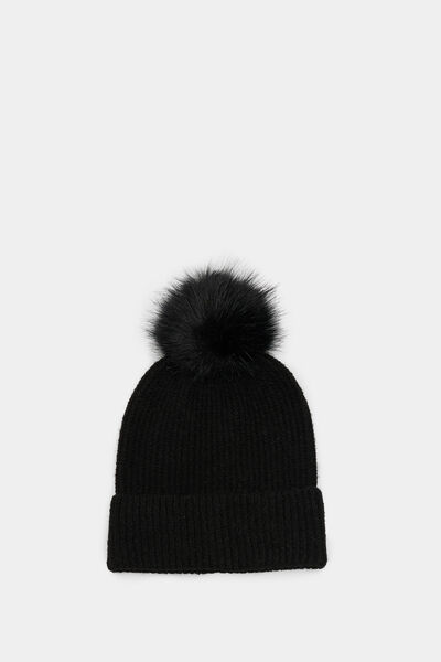 Springfield Pompom jersey-knit hat black