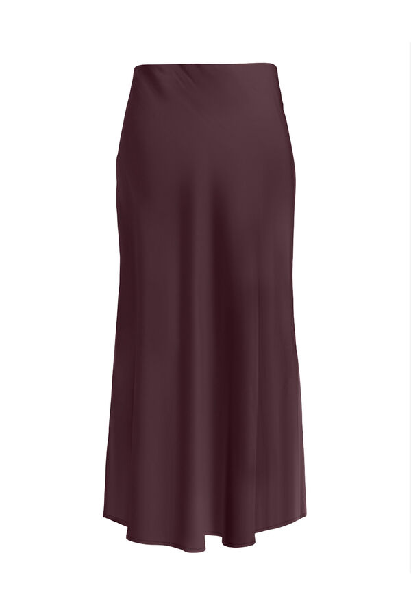 Only Falda larga sat&eacute;n burdeos