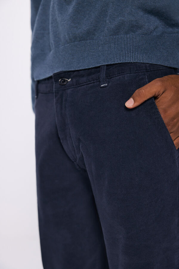 Springfield Comfort slim fit washed corduroy chinos blue