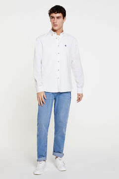 Springfield Camisa lino color blanco