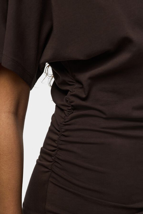 Pieces Short ruched dress brown