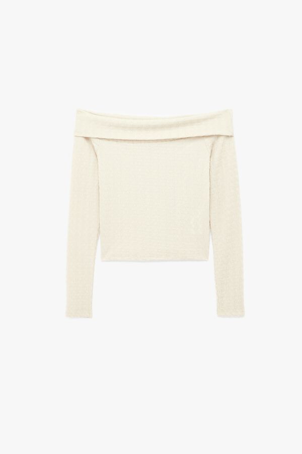 Koton Camiseta con hombros descubiertos beige