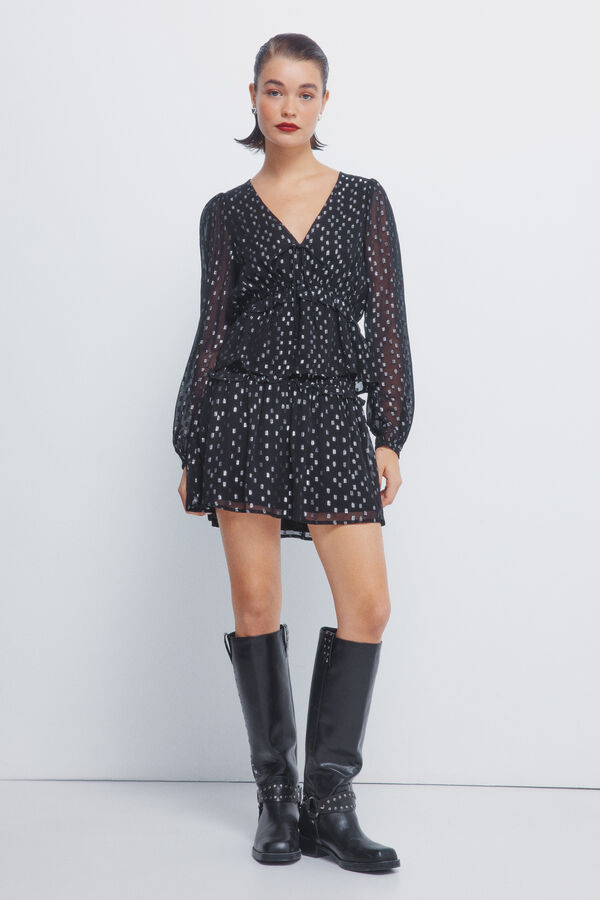 Springfield Lurex blouse with elastic waistband black