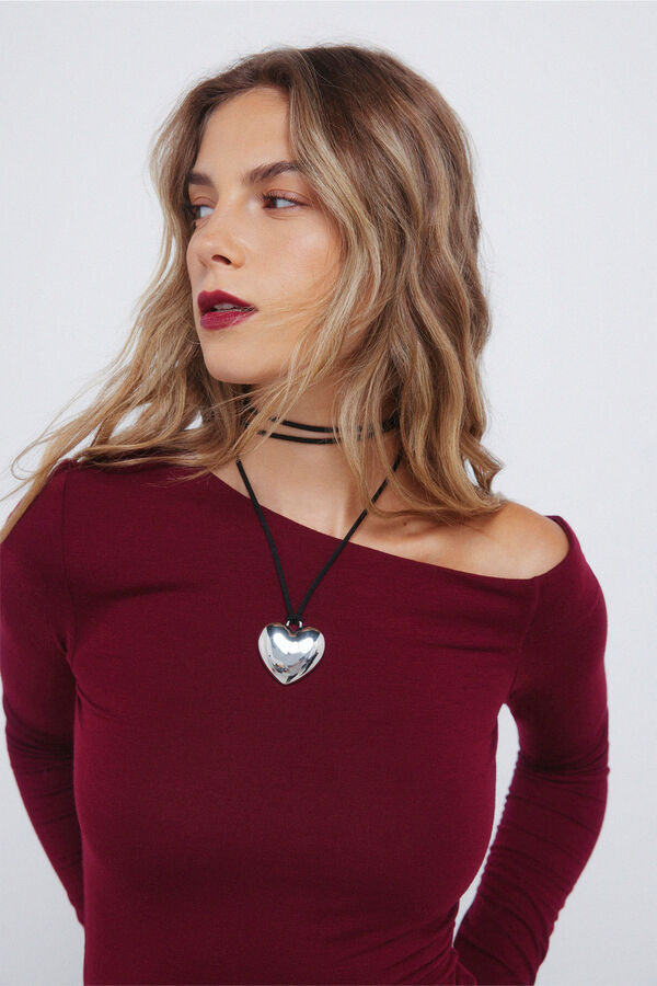 Springfield Fitted T-shirt with asymmetrical neckline red