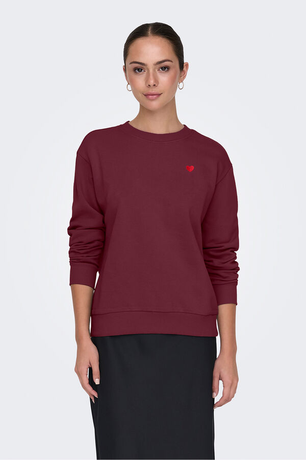 JDY Sweatshirt com gola redonda vermelho