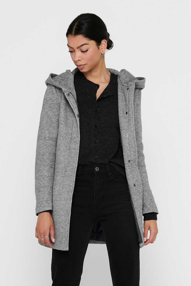 Springfield Hooded coat with zip fastening gray
