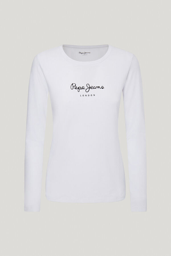 Pepe Jeans Basic long sleeve T-shirt with front logo white