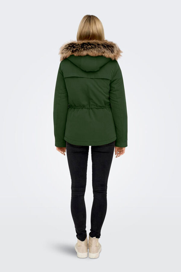 Only hood parka with fur green