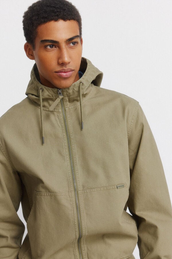 Springfield Cotton hooded jacket beige