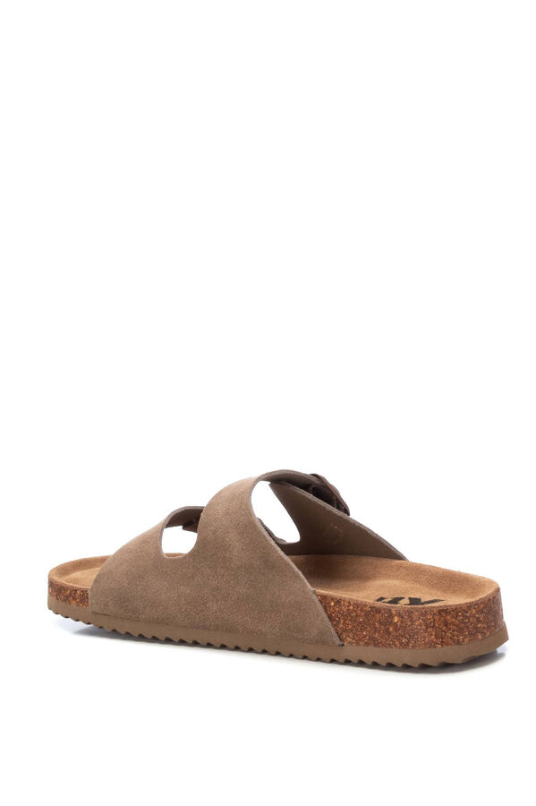 XTI Split leather buckle sandal nude