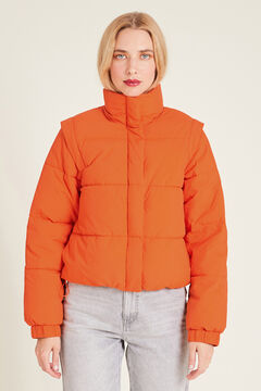 Springfield Short crinkle-effect puffer jacket orange