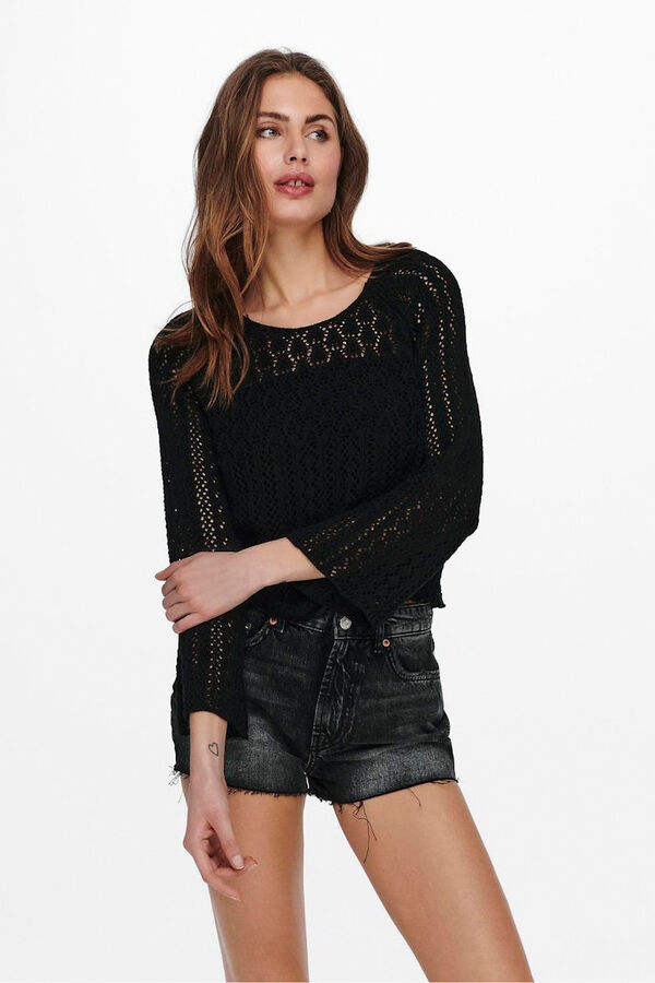 Only Jersey calado manga francesa negro