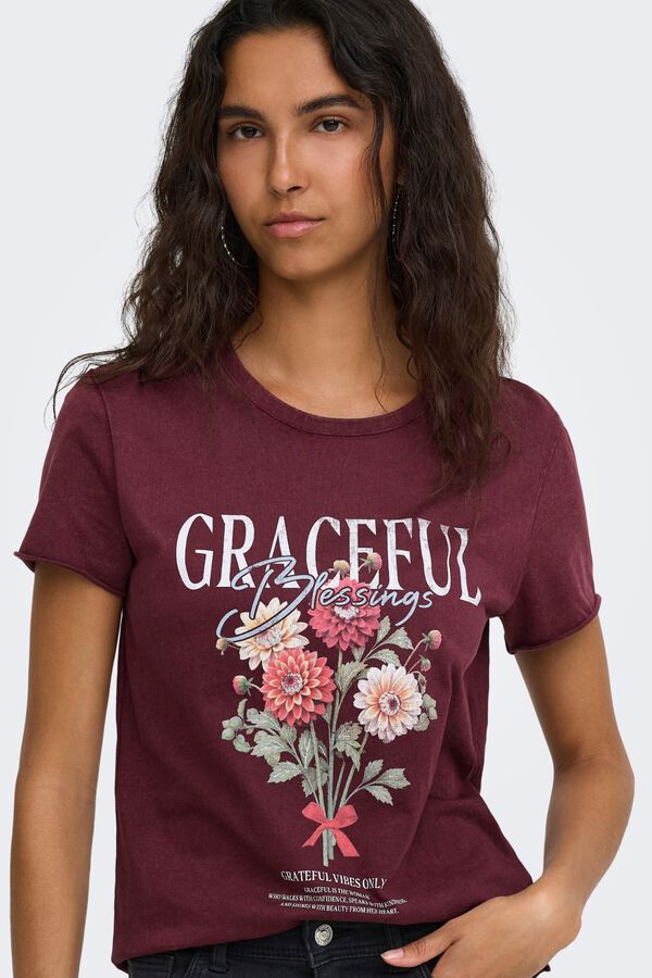 Only Printed short-sleeved T-shirt brown
