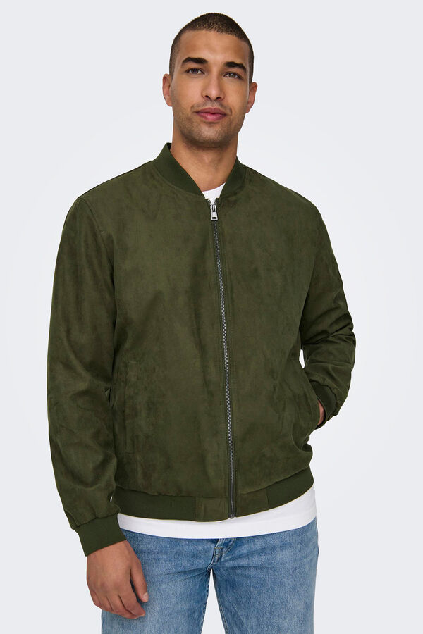 Springfield Denim fabric jacket zelena