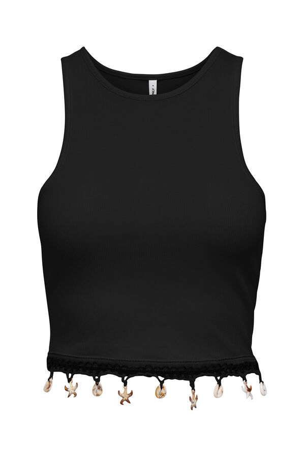 Only Cropped Shirt ohne &Auml;rmel Schwarz