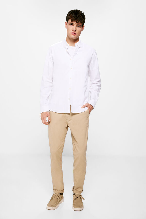 Springfield Pinpoint shirt with elbow patches white