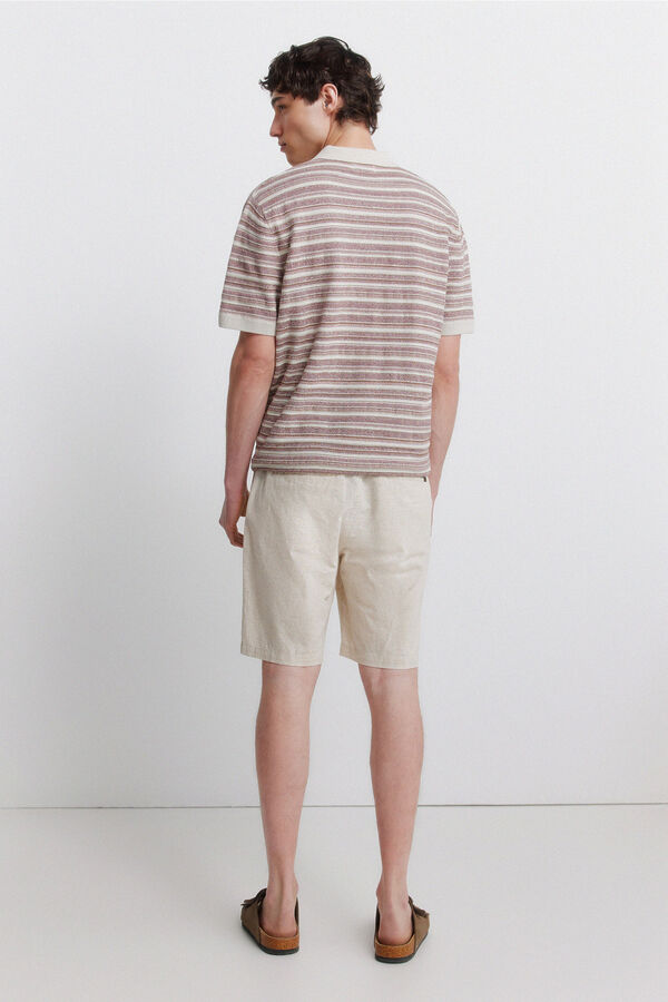 Springfield Bermuda en lin coupe slim confortable blanc