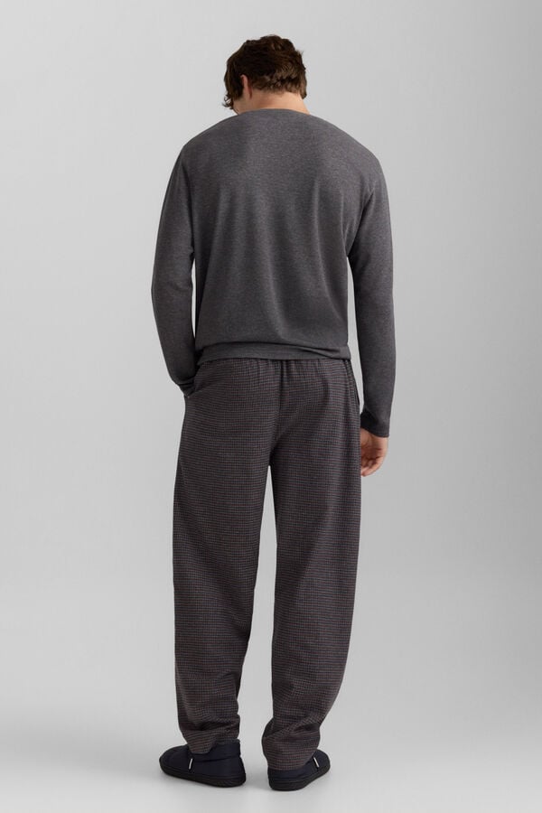 Springfield Long pyjamas with dog drinking coffee print grey