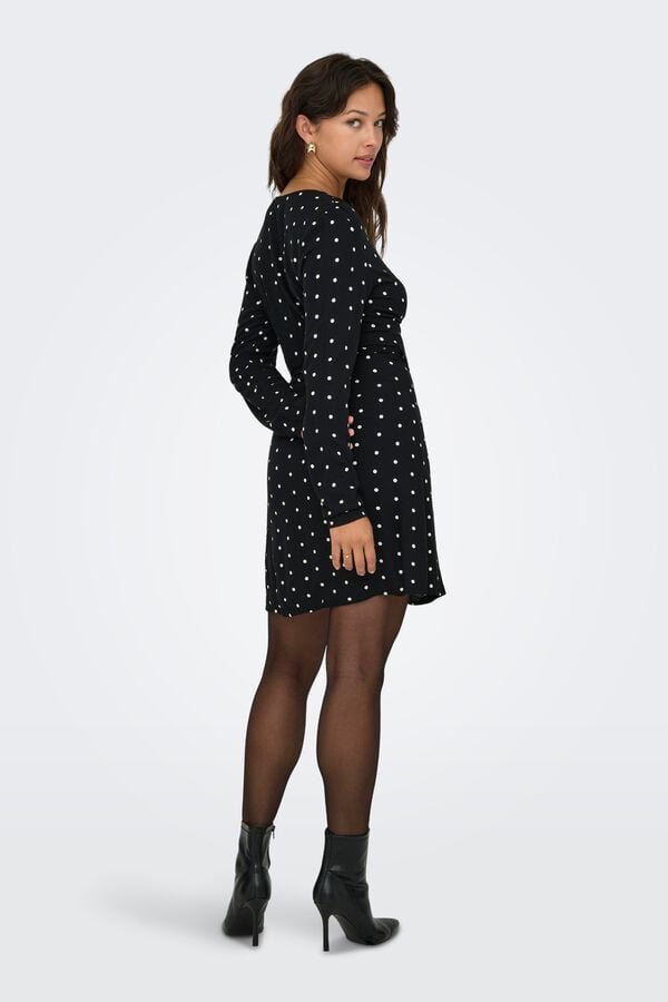 Only Polka-dot wrap short dress black
