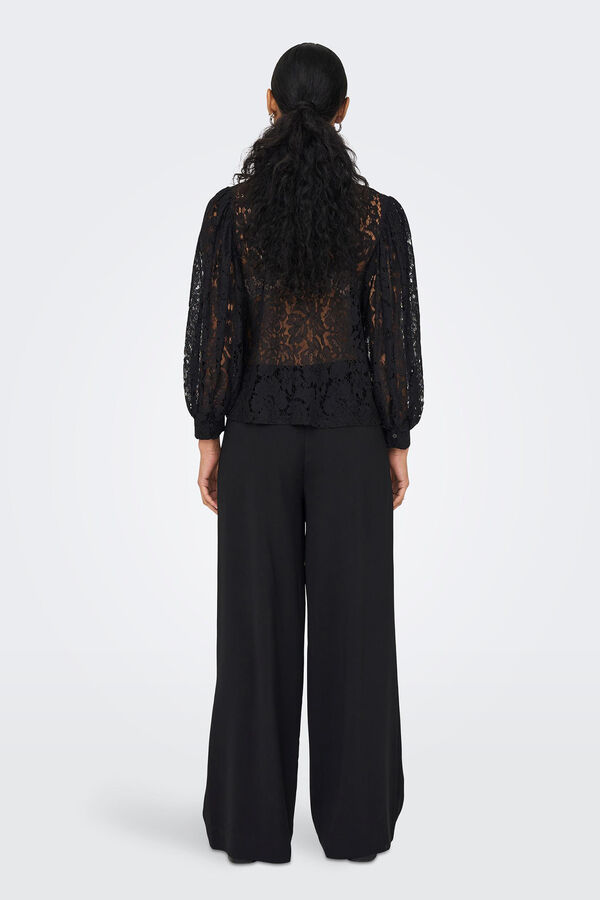 Springfield Long sleeve lace blouse black