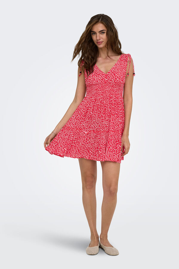 Only Floral print short dress brown