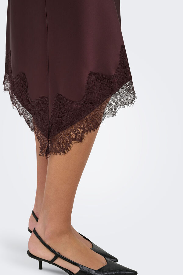 Only Asymmetric satin-finish skirt nude