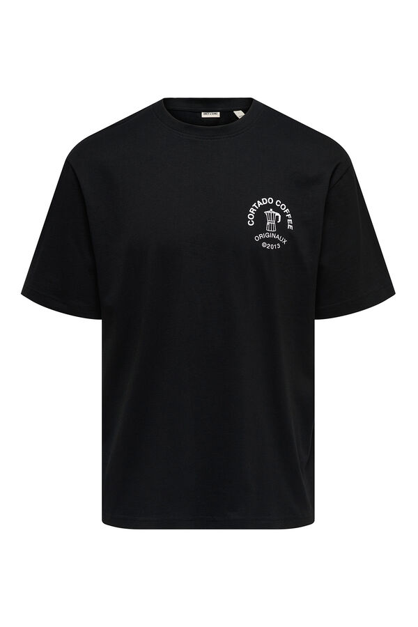 Only & Sons T-Shirt mit Vorder- und Rückseitenzeichnung Schwarz