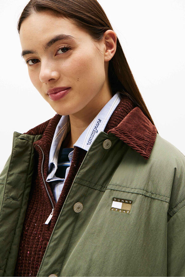 Tommy Jeans Chaqueta forrada con cuello pana kaki
