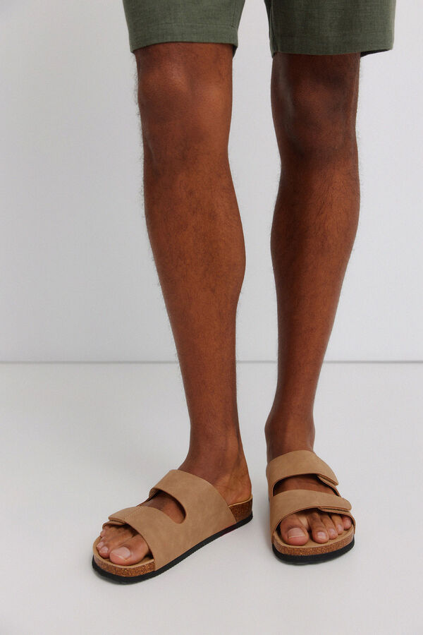 Springfield Double strap velcro sandal nude