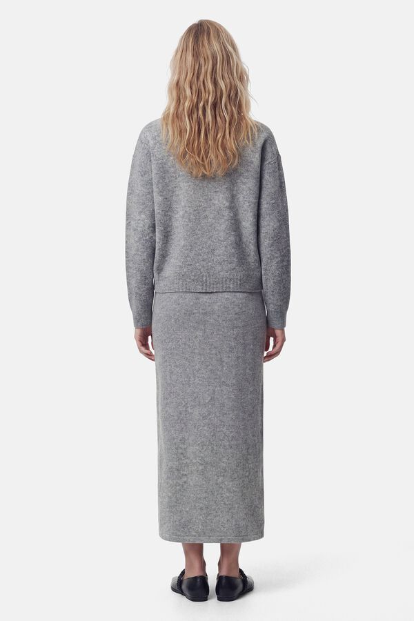 Pieces Knit long skirt grey