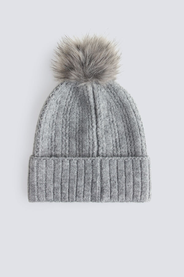 Springfield Pom pom knit beanie grey