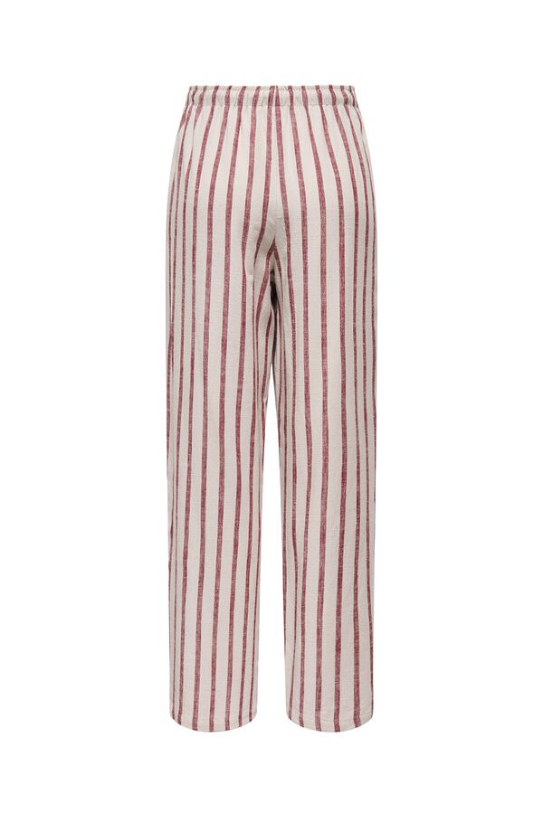 Only Gestreifte Leinenhose Beige