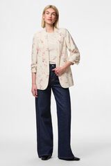 Pieces Floral print three-quarter sleeve blazer white