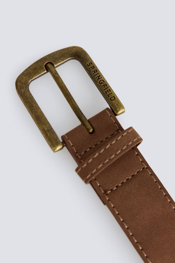 Springfield Faux leather contrast stitching belt mink