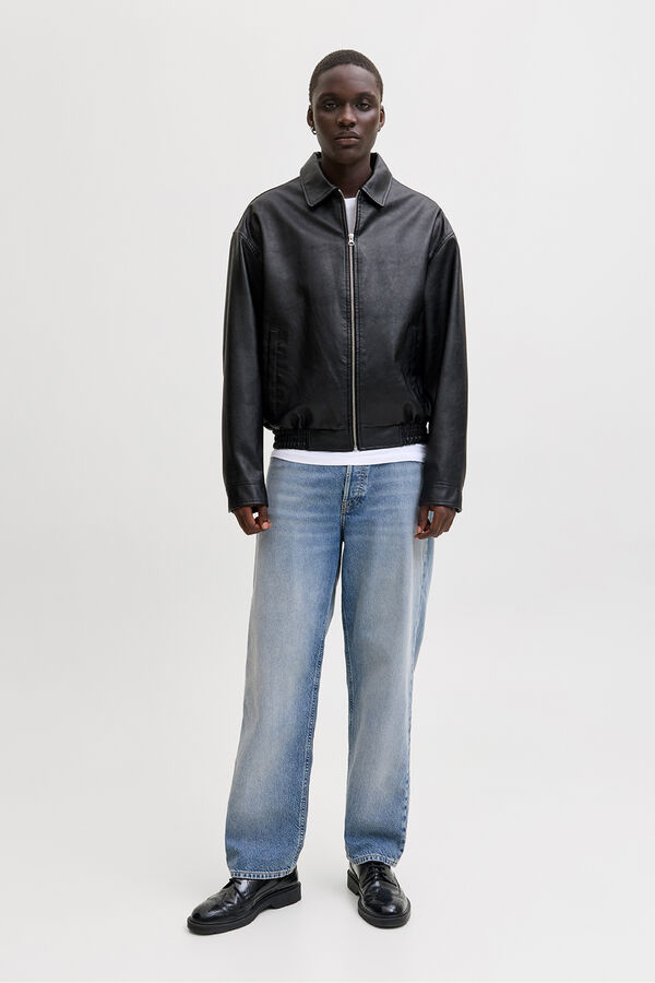 Jack & Jones Cazadora bomber polipiel negro