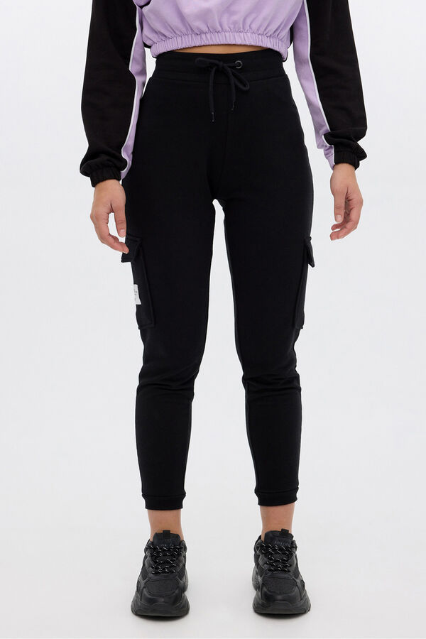 Inside Pantal&oacute;n Jogger Cargo De Felpa negro