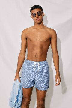 Springfield Micro-print swim shorts with zipped pocket navy mix