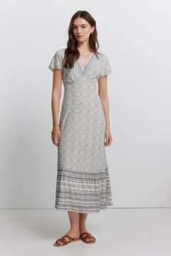 Springfield Border print V-neck dress