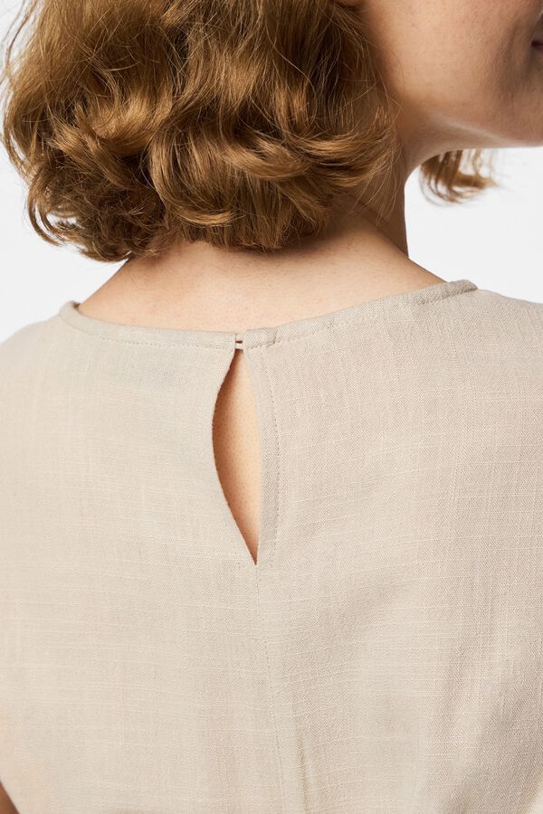 Pieces Linen sleeveless short dress gris