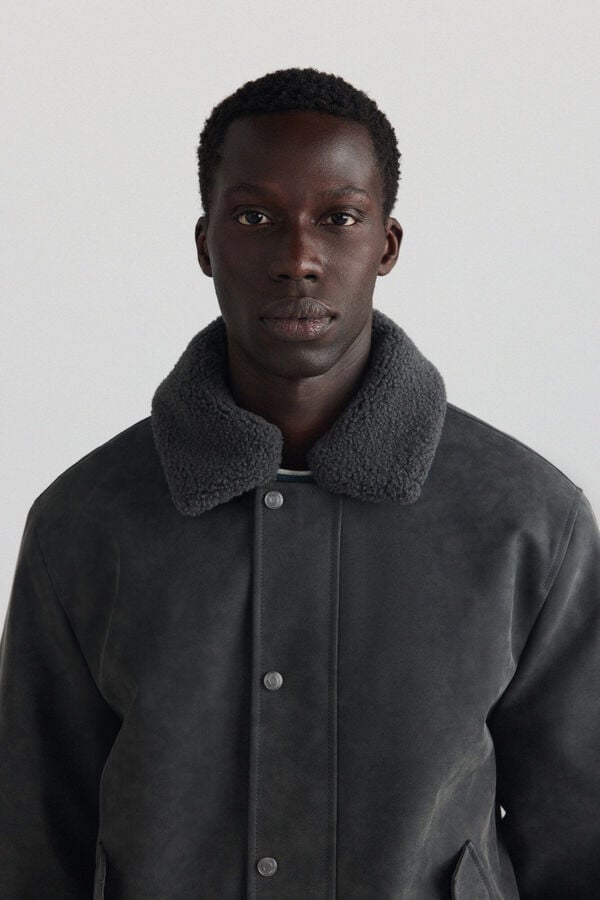 Springfield Faux leather aviator jacket brown