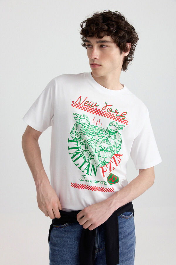 Springfield T-shirt Ninja Turtles N. York Pizza blanc