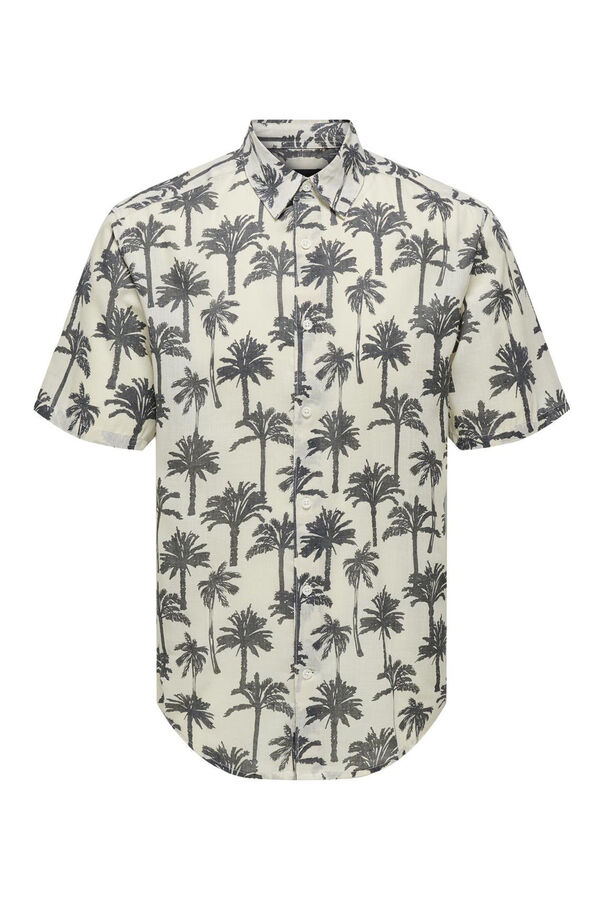 Springfield Palm tree shirt with short sleeves white