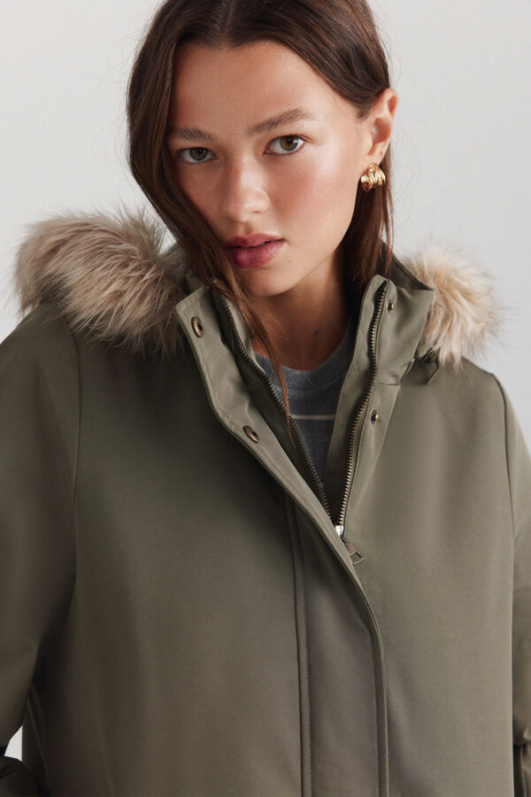 Springfield Faux fur hood parka printed