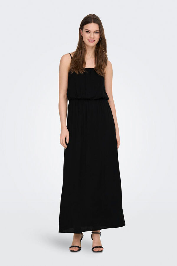 Only Vestido largo de tirantes regulables negro